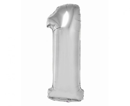 Ezüst 1-es Silver szám fólia lufi 76 cm