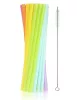 Színes Colors műanyag újrafelhasználható szívószál 17 db-os + kefe