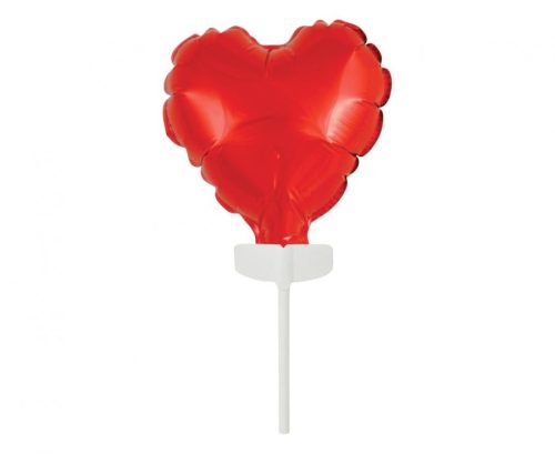 Piros szív Red  fólia lufi tortára 8 cm
