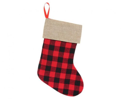 Kockás Chequered Karácsonyi kandalló zokni, csizma 40,5 cm