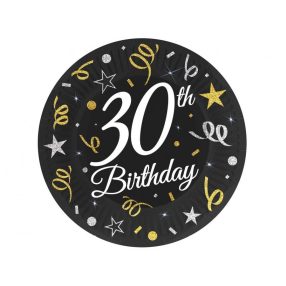 Happy Birthday 30 B&C papírtányér 6 db-os 18 cm