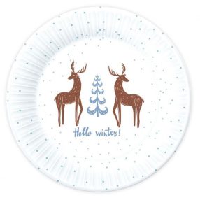 Karácsonyi Hello Winter White papírtányér 6 db-os 18 cm