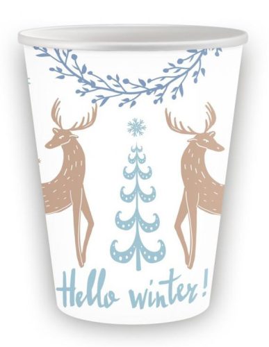 Karácsonyi Hello Winter papír pohár 6 db-os 250 ml