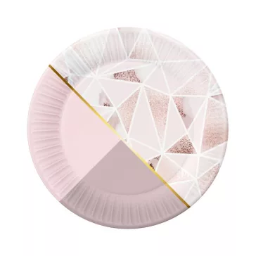 Rózsaszín Rose Chic papírtányér 6 db-os 18 cm