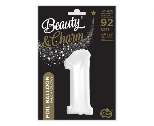 Fehér B&C White 1-es szám fólia lufi 92 cm