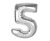Ezüst 5-ös Silver szám fólia lufi 92 cm