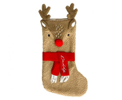 Rénszarvas Red Nose Karácsonyi kandalló zokni, csizma 53 cm