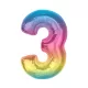 Színes 3-as Rainbow szám fólia lufi 92 cm