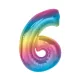 Színes 6-os Rainbow szám fólia lufi 92 cm