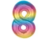 Színes 8-as Rainbow szám fólia lufi 92 cm