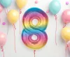 Színes 8-as Rainbow szám fólia lufi 92 cm