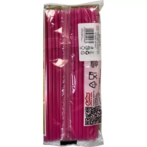 Színes Pink műanyag szívószál 50 db-os
