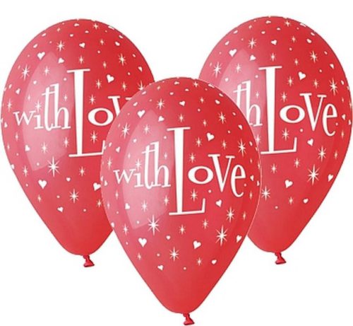Szerelem With Love léggömb, lufi 5 db-os 12 inch (30 cm)