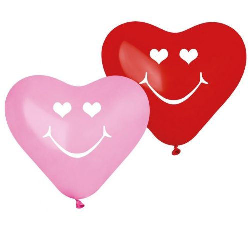 Szív Smiling Hearts léggömb, lufi 5 db-os 10 inch (25 cm)