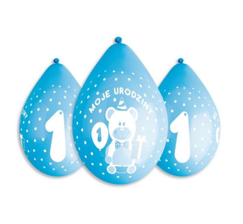 Első születésnap Blue függő léggömb, lufi 5 db-os 12 inch (30 cm)