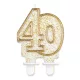 Arany csillámos 40-es Gold tortagyertya, számgyertya