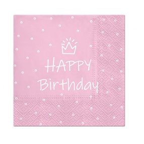   Happy Birthday Rózsaszín Light Pink szalvéta 20 db-os 33x33 cm