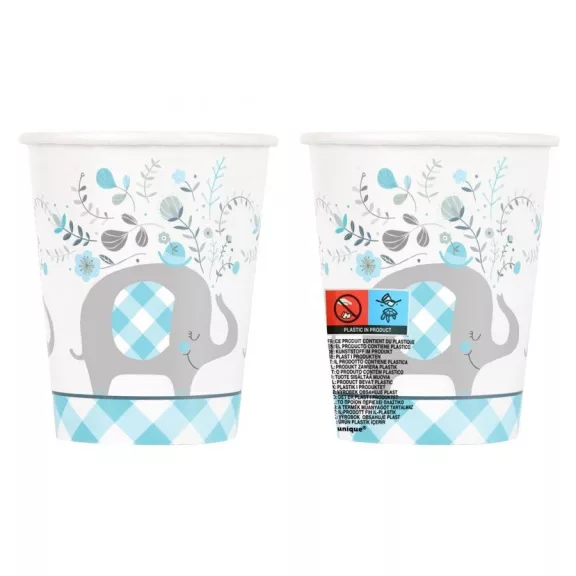 Kék Elefánt Floral papír pohár 8 db-os 266 ml