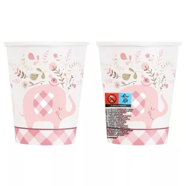 Rózsaszín Elefánt Floral papír pohár 8 db-os 266 ml