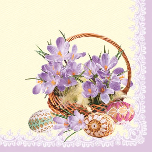Húsvét Crocuses in a Basket szalvéta 20 db-os 33x33 cm