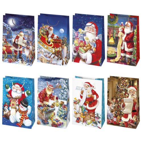 Karácsonyi Wishes papír ajándéktasak, ajándékzacskó 16x24x7 cm