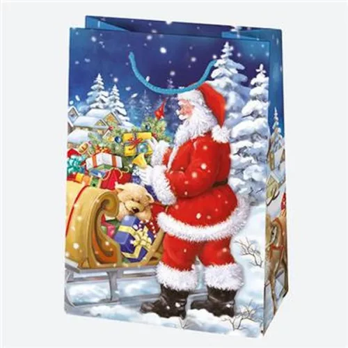 Karácsonyi Toyland papír ajándéktasak, ajándékzacskó 23x32x11 cm