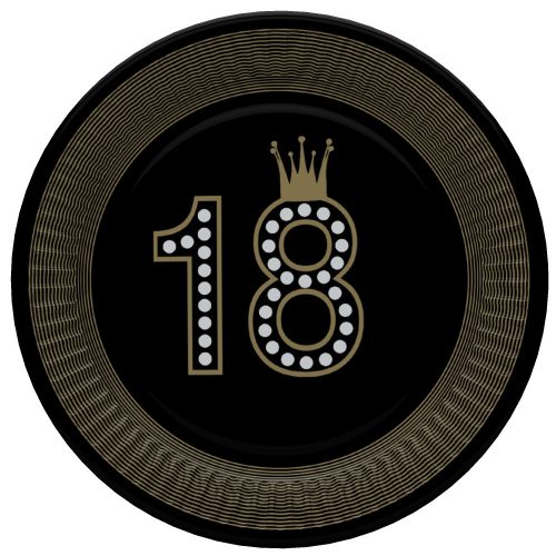Happy Birthday 18 Hollywood Style papírtányér 8 db-os 22,7 cm