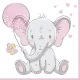 Baby elefánt Pink Balloon szalvéta 20 db-os 33x33 cm