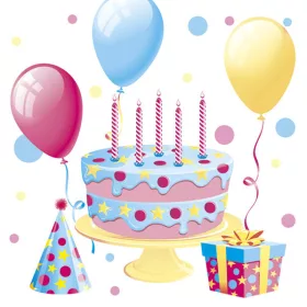   Happy Birthday Cake with Balloons szalvéta 20 db-os 33x33 cm