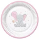 Baby elefánt Pink Balloon papírtányér 8 db-os 18 cm