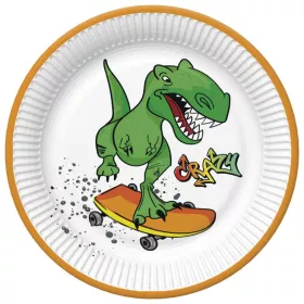 Dinoszaurusz Crazy papírtányér 8 db-os 18 cm