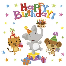 Happy Birthday Animals szalvéta 20 db-os 33x33 cm