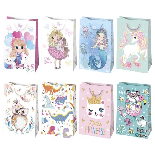 Állatos, Cutie csajos papír ajándéktasak, ajándékzacskó 16x24x7 cm