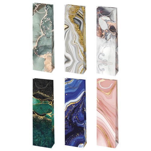 Márvány mintás Colorful papír italtáska 10,5x33x8,5 cm