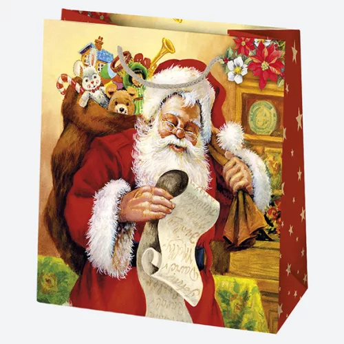 Karácsonyi Gift Giving papír ajándéktasak, ajándékzacskó 15,5x15,5x8 cm