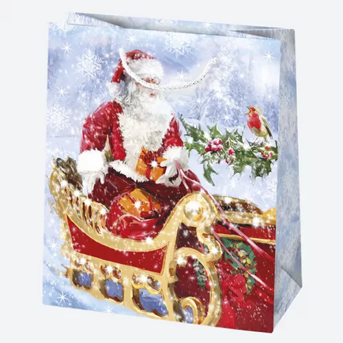 Karácsonyi Toyland papír ajándéktasak, ajándékzacskó 19x23x10,5 cm