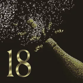  Happy Birthday 18 Golden Champagne szalvéta 20 db-os 33x33 cm