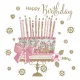 Happy Birthday Cake on Gold Stand szalvéta 20 db-os 33x33 cm
