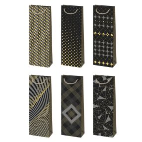 Mintás Black&Gold papír italtáska 13x38x11 cm