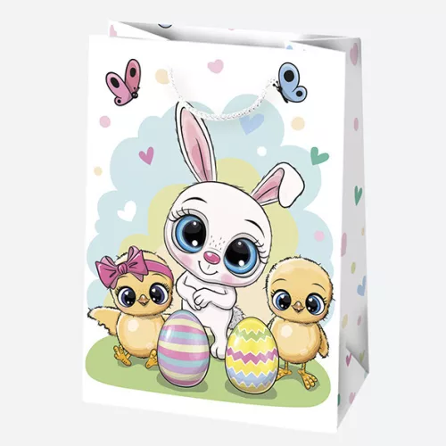 Húsvét Bunnies papír ajándéktasak, ajándékzacskó 23x32x11 cm