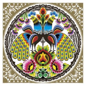 Állatos Folk Peacocks Gold szalvéta 20 db-os 33x33 cm