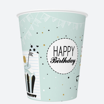Happy Birthday Mint papír pohár 8 db-os 250 ml