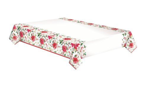 Karácsonyi Poinsettia papír asztalterítő 120x180 cm