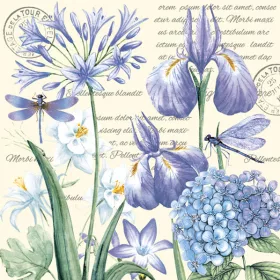 Virágos Irises Hydragea szalvéta 20 db-os 25x25 cm