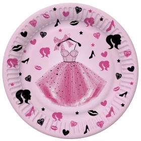 Lányos Party Dress papírtányér 8 db-os 22,7 cm