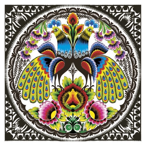 Állatos Folk Peacocks szalvéta 20 db-os 33x33 cm