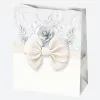 Fehér Bow papír ajándéktasak, ajándékzacskó 19x23x10,5 cm
