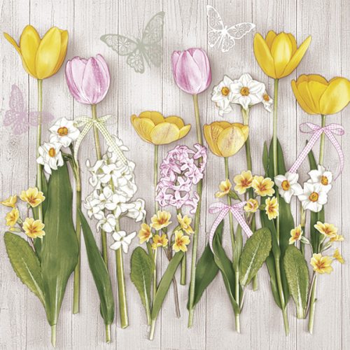 Tulipán Spring Flowers szalvéta 20 db-os 33x33 cm