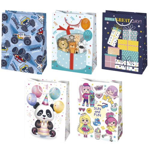 Happy Birthday Great Day papír ajándéktasak, ajándékzacskó 34,5x48x13 cm