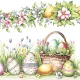 Húsvét Scene with Basket Eggs szalvéta 20 db-os 33x33 cm